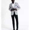 Slim Windowpane Linen Blend Blazer In Grey -Men's Fashion 967570300 1 720x928