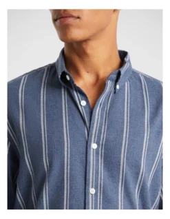 Caleb Stripe Brushed Shirt In Blue -Men's Fashion 967619980 3 720x928