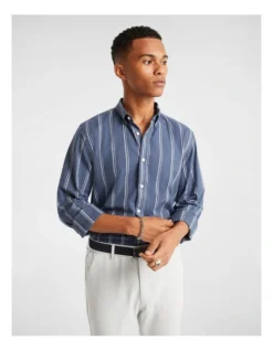 Caleb Stripe Brushed Shirt In Blue -Men's Fashion 967619980 4 720x928