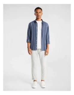 Caleb Stripe Brushed Shirt In Blue -Men's Fashion 967619980 7 720x928