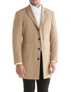 Calvin Klein Slim Twill Knit Coat In Brown