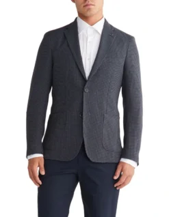 Calvin Klein X Slim Gingham Blazer In Blue