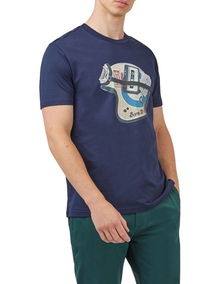 Ben Sherman Mod Helmet T-Shirt In Marine 3 Ben Sherman Mod Helmet T-Shirt In Marine