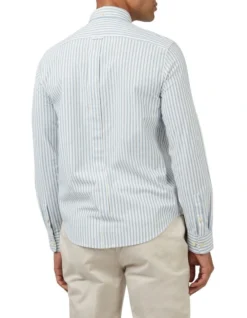 Ben Sherman Recycled Cotton Oxford Stripe Long Sleeve Shirt In Pale Blue -Men's Fashion 970813810 3 720x928