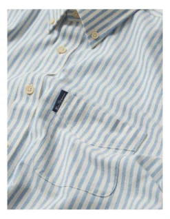 Ben Sherman Recycled Cotton Oxford Stripe Long Sleeve Shirt In Pale Blue -Men's Fashion 970813810 5 720x928