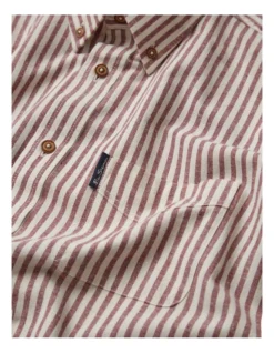 Ben Sherman Oxford Stripe Long Sleeve Shirt In Red -Men's Fashion 970814620 4 720x928