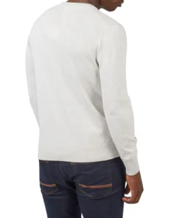 Ben Sherman Chest Stripe Crew Knit In Ivory -Men's Fashion 970815160 3 720x928