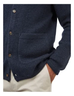 Ben Sherman Boiled Wool Cardigan In Blue -Men's Fashion 970977340 7 720x928