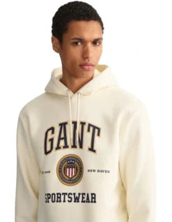 Gant Crest Shield Sweat Hoodie In Cream -Men's Fashion 974188090 4 1 720x928