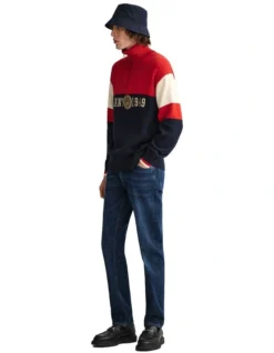 Gant Crest Shield Half Zip Knit In Ruby Red -Men's Fashion 974188270 4 720x928