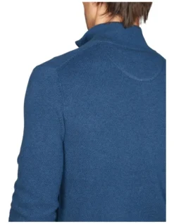 Gant Cotton Pique Half Zip Knit In Blue -Men's Fashion 974190700 4 720x928