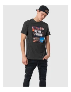 Mens Mister Tee All The Way Up Mashup Tee Charcoal