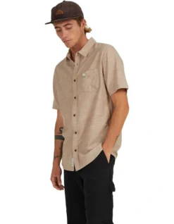 Quiksilver No Lines Shirt Short Sleeve Shirt In Brown -Men's Fashion 977991850 3 720x928
