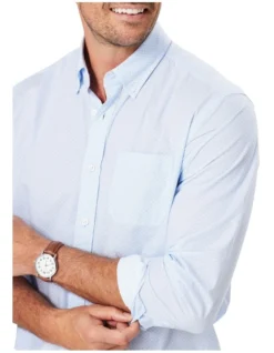 Casual Geo Print Long Sleeve Shirt In Pale Blue -Men's Fashion 978391180 3 720x928