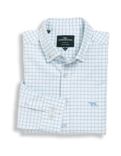 Gunn Check Oxford 3 Long Sleeve Sports Fit Shirt In Cornflower -Men's Fashion 978692140 4 720x928