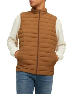 Jack & Jones Recycle Bodywarmer In Rubber Brown