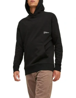 Jack & Jones Clean Sweat Hoodie In Black