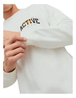 Jack & Jones Brink Studio Brew Neck Sweat Shirt In Cloud Dancer -Men's Fashion 979526800 4 720x928