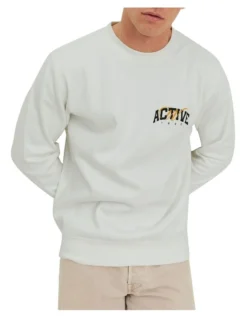 Jack & Jones Brink Studio Brew Neck Sweat Shirt In Cloud Dancer -Men's Fashion 979526800 5 720x928