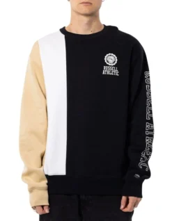 Russell Athletic Tri Panel Crew Sweat In Black