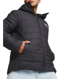 Puma Essentials Hooded Padded Jacket In Black