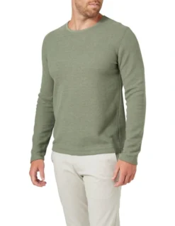 Waffle Knit Long Sleeve Tee In Olive -Men's Fashion 982702990 3 720x928