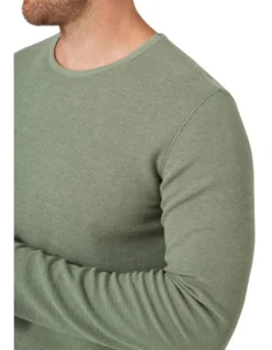 Waffle Knit Long Sleeve Tee In Olive -Men's Fashion 982702990 4 720x928