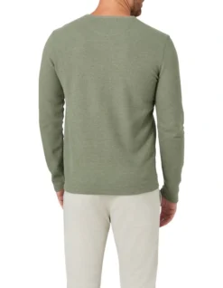 Waffle Knit Long Sleeve Tee In Olive -Men's Fashion 982702990 5 720x928