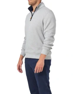 Heather 1/2 Zip Sweat In Grey Marle -Men's Fashion 982703170 3 720x928