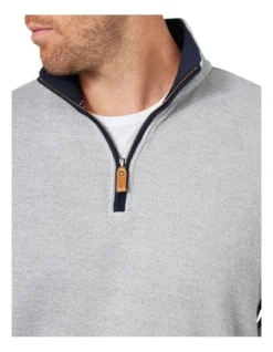 Heather 1/2 Zip Sweat In Grey Marle -Men's Fashion 982703170 4 720x928
