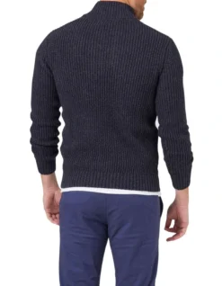 Oscar Button Neck Knit In Navy -Men's Fashion 982705150 5 720x928