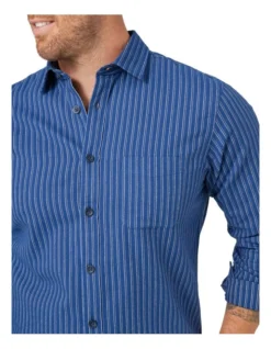 Archer Long Sleeve Stripe Shirt In Indigo -Men's Fashion 982705780 4 720x928