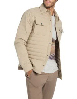 Kenji Padded Shacket In Beige