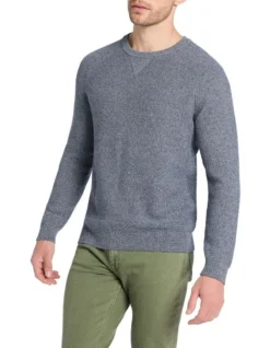 Chris Seed Stitch Knit In Navy/White