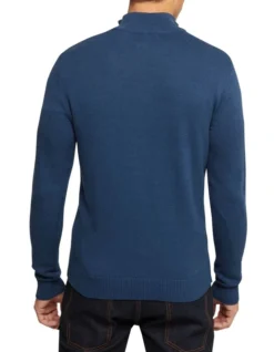 Oxford Robert Zip Neck Knit Pullover In Blue -Men's Fashion 986194810 3 1 720x928