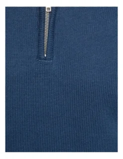 Oxford Robert Zip Neck Knit Pullover In Blue -Men's Fashion 986194810 6 1 720x928