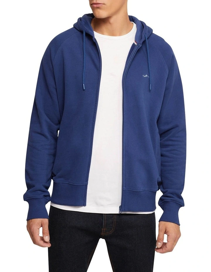 Oxford Lukas Zip Up Hoodie In Blue 3 Oxford Lukas Zip Up Hoodie In Blue