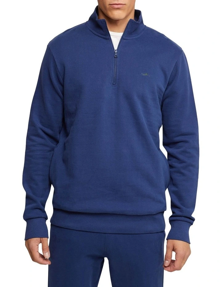 Oxford Wyatt Zip Neck Sweater Shirt In Blue 3 Oxford Wyatt Zip Neck Sweater Shirt In Blue