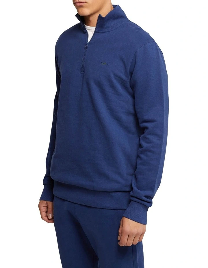 Oxford Wyatt Zip Neck Sweater Shirt In Blue 4 Oxford Wyatt Zip Neck Sweater Shirt In Blue - Image 2
