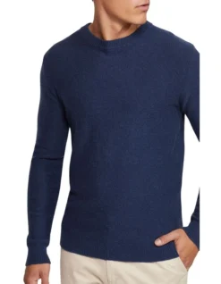 Oxford Leon Crew Neck Wool Rich Pullover In Navy -Men's Fashion 986199760 4 720x928