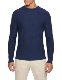 Oxford Leon Crew Neck Wool Rich Pullover In Navy -Men's Fashion 986199760 5 720x928
