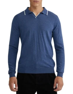 Oxford Reiss Tipping Collar Long Sleeve Knit Polo In Blue 10 Oxford Reiss Tipping Collar Long Sleeve Knit Polo In Blue -Men's Fashion 986201290 5 720x928