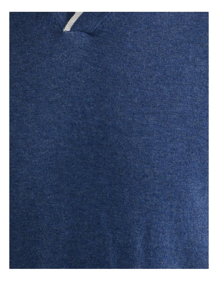 Oxford Reiss Tipping Collar Long Sleeve Knit Polo In Blue 7 Oxford Reiss Tipping Collar Long Sleeve Knit Polo In Blue - Image 5