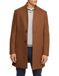 Oxford Austin Wool Rich Coat In Brown