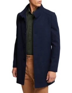 Oxford Dunbar Checked Wool Rich Overcoat In Blue -Men's Fashion 986204080 3 720x928