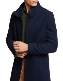 Oxford Dunbar Checked Wool Rich Overcoat In Blue -Men's Fashion 986204080 4 720x928