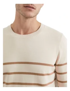 French Connection Placement Stripe Knit In Cream -Men's Fashion 991617400 4 720x928