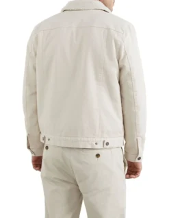 French Connection Twill Sherpa Jacket In Cream -Men's Fashion 991619560 991608760 3 720x928