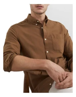 French Connection Oxford Slim Fit Shirt In Brown -Men's Fashion 991627390 991622890 4 720x928