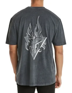 Whitewash Box Fit Scoop Tee In Charcoal